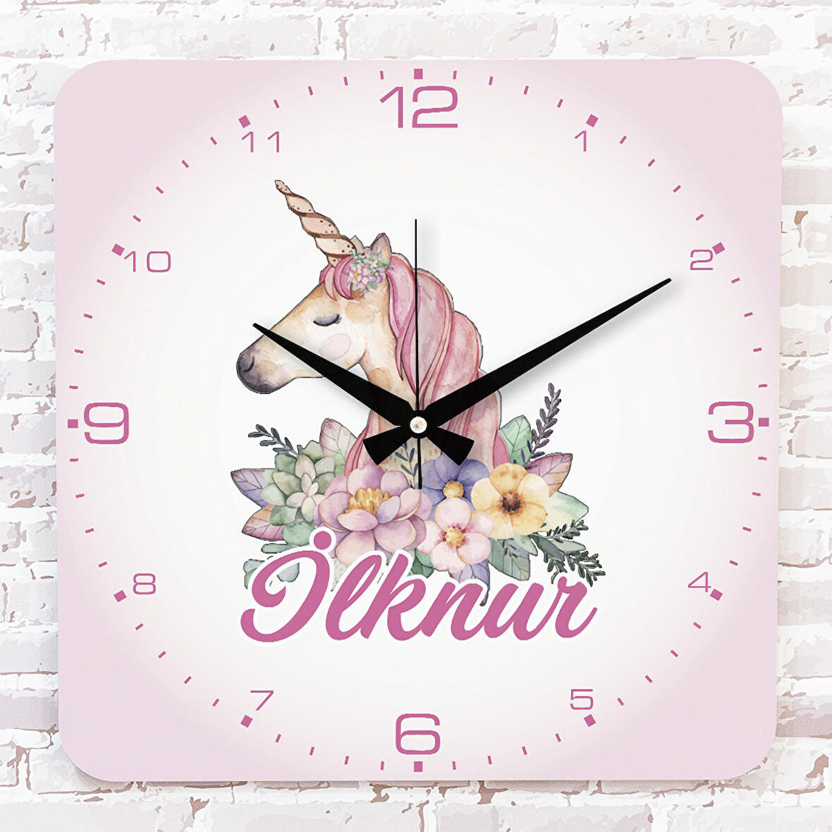 Kişiye Özel Çocuk Odası Hediyesi Ahşap Saat 33cm KA01-1841