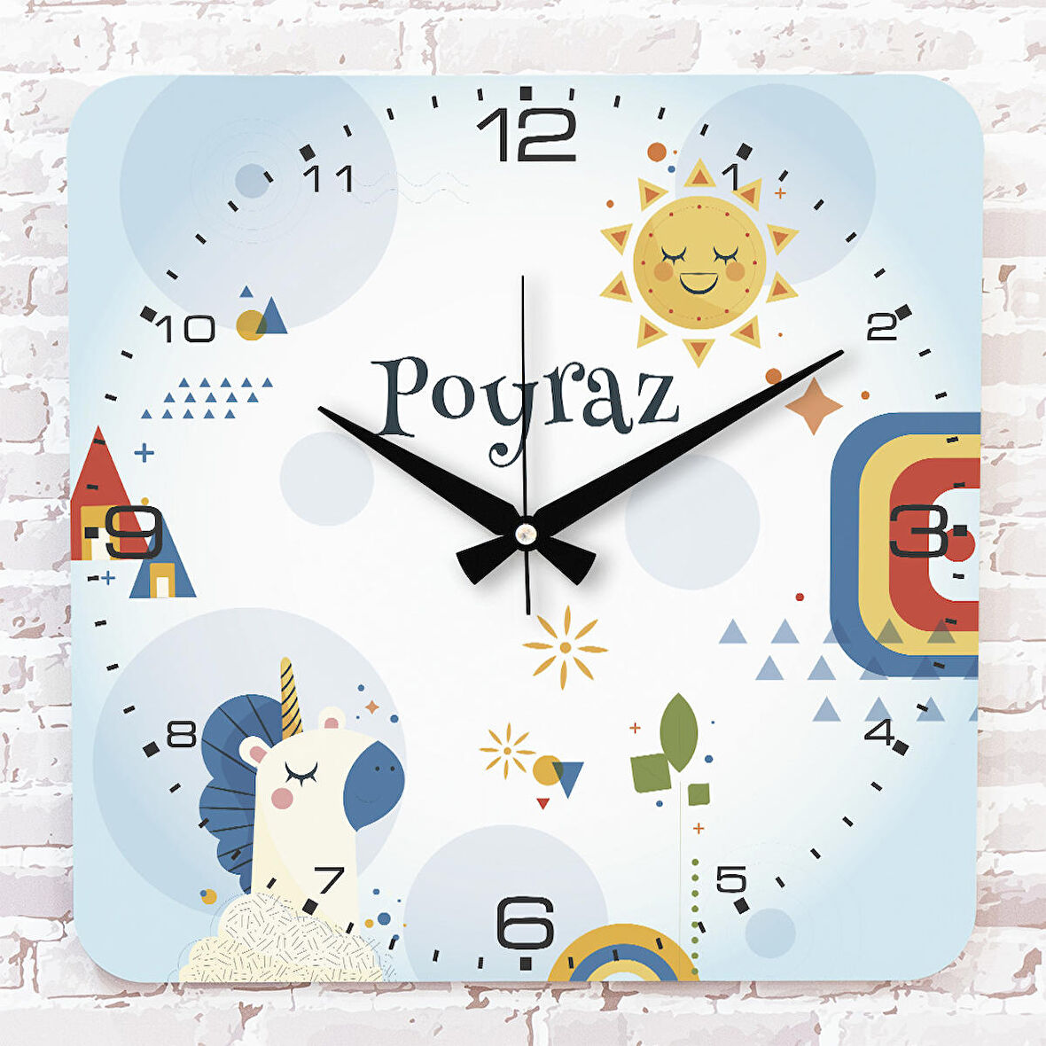 Kişiye Özel Çocuk Odası Hediyesi Ahşap Saat 33cm KA01-1847