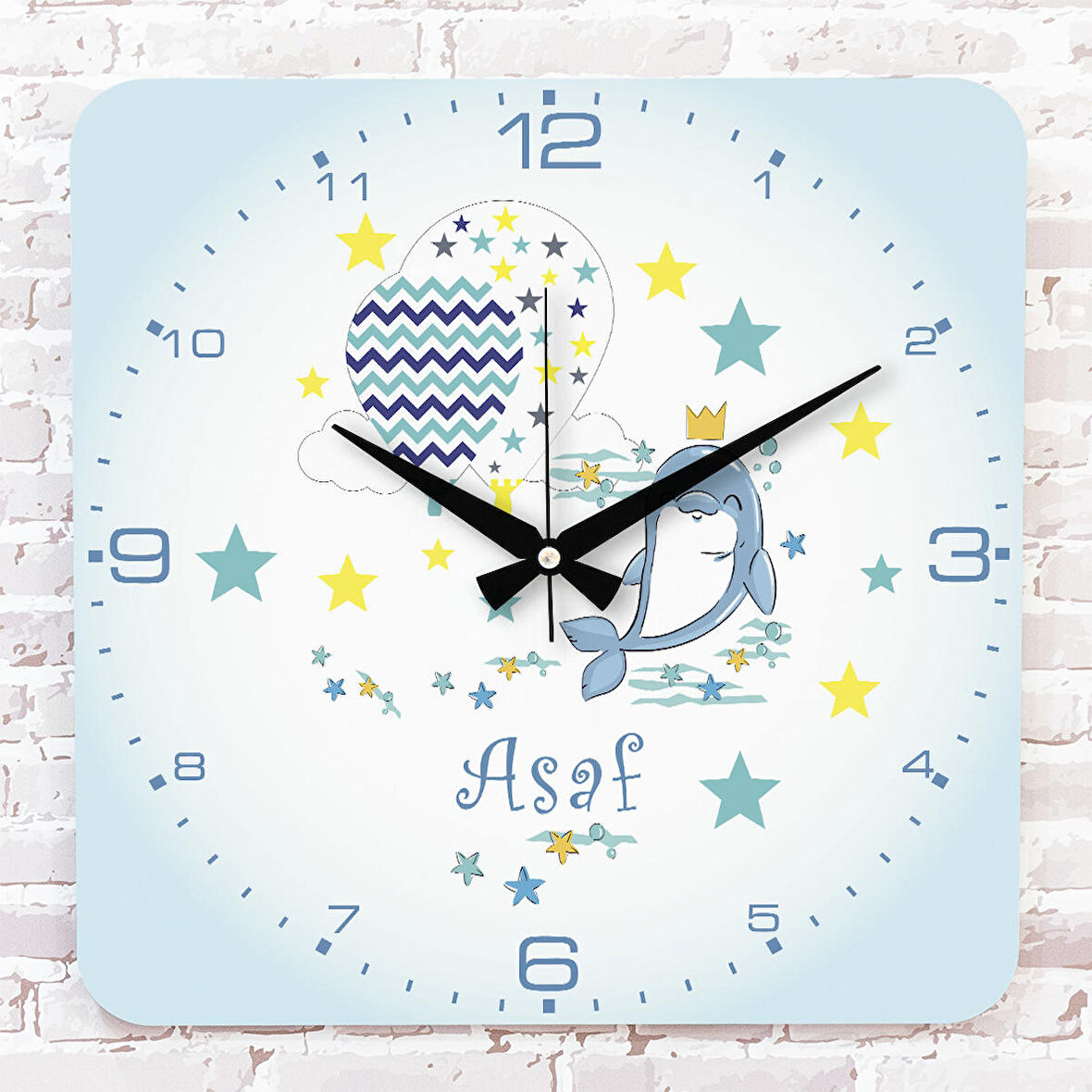 Kişiye Özel Çocuk Odası Hediyesi Ahşap Saat 33cm KA01-1853