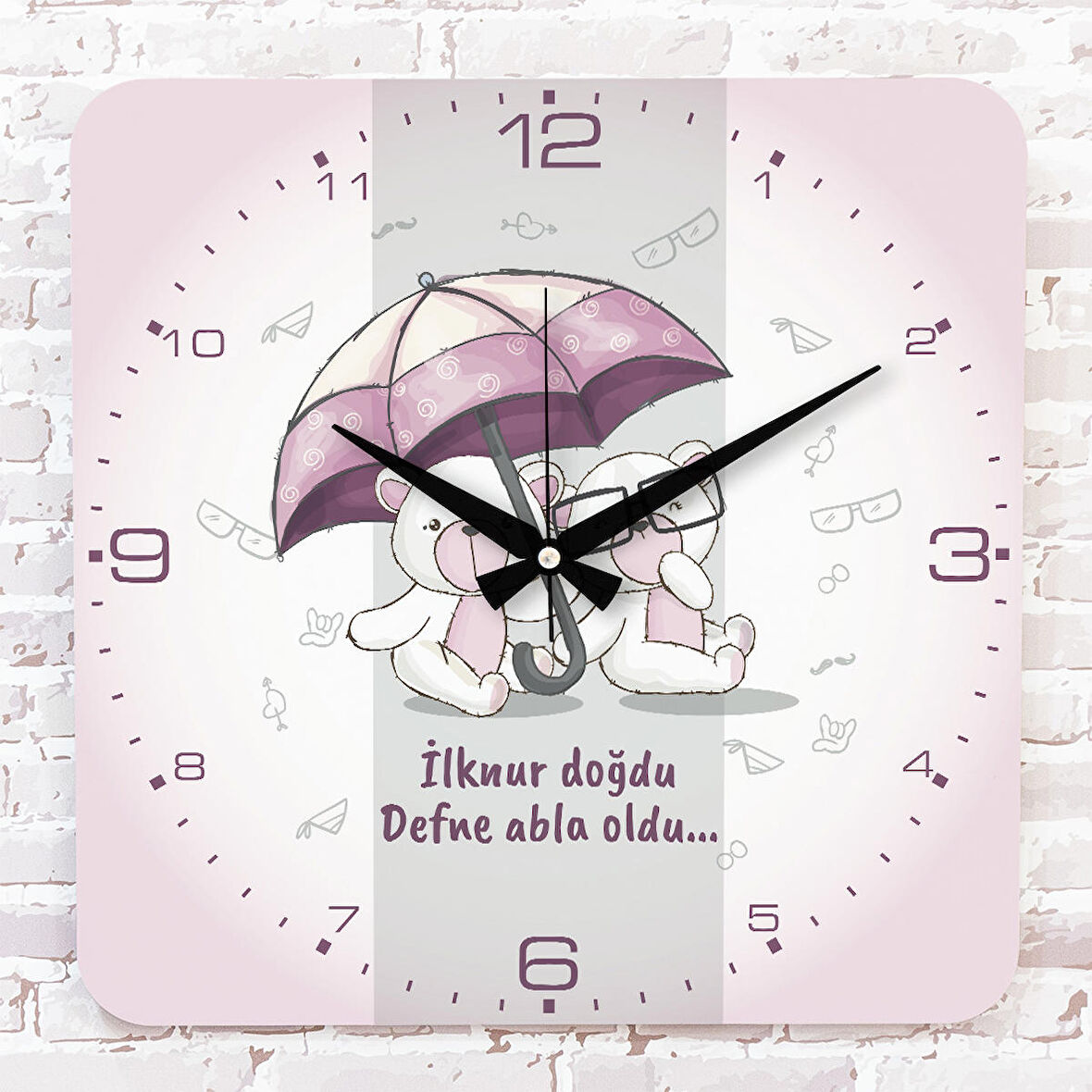 Kişiye Özel Çocuk Odası Hediyesi Ahşap Saat 33cm KA01-1854