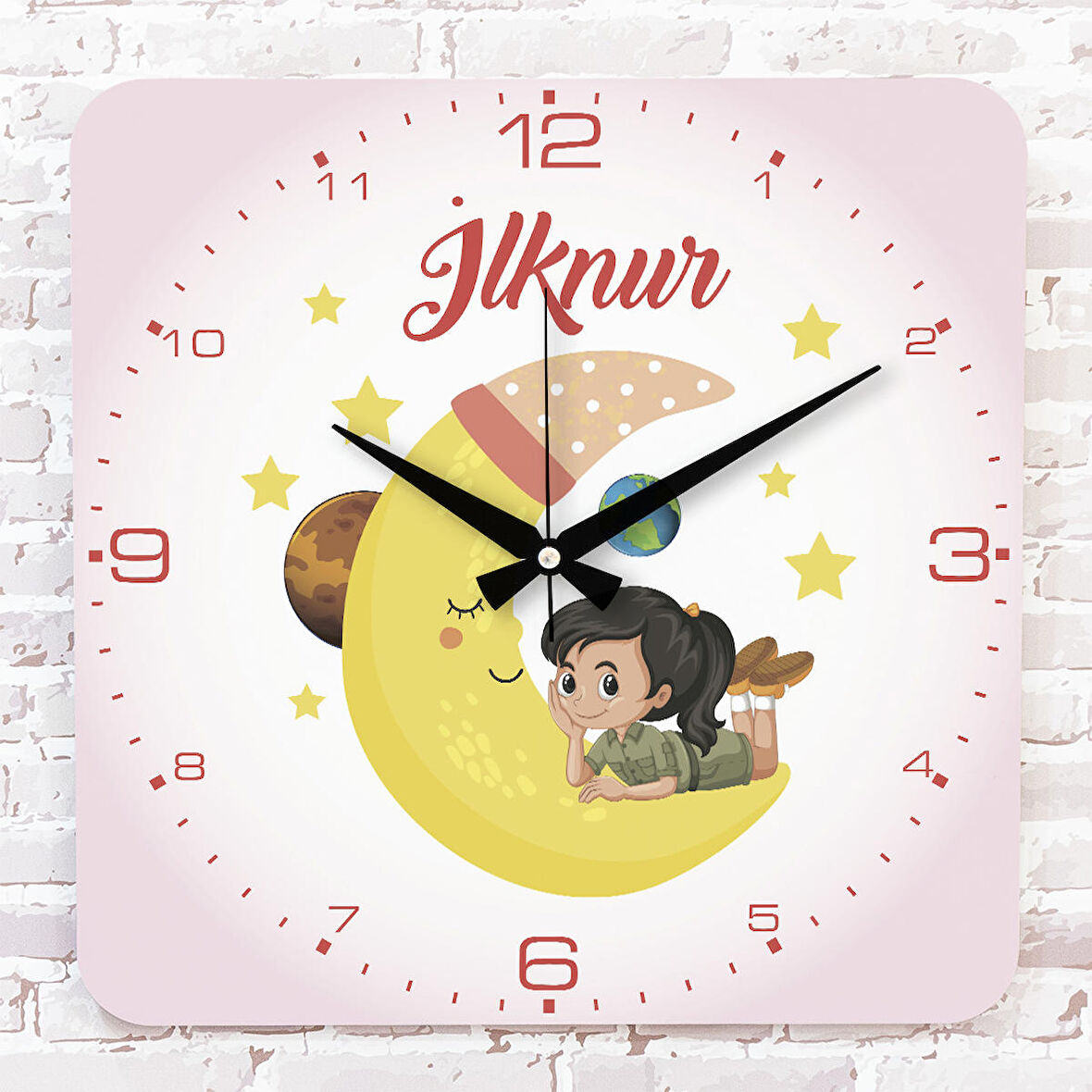 Kişiye Özel Çocuk Odası Hediyesi Ahşap Saat 33cm KA01-1857