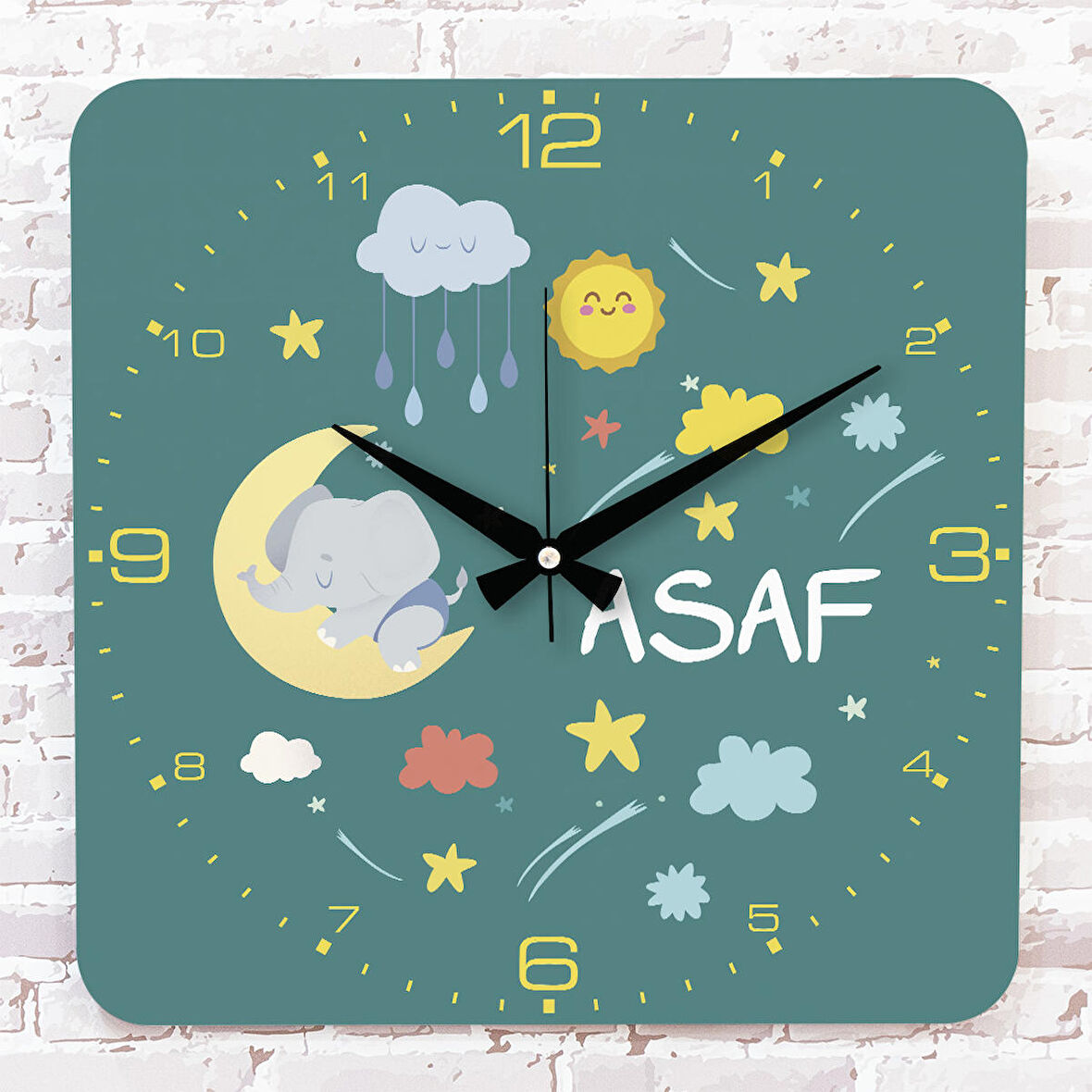 Kişiye Özel Çocuk Odası Hediyesi Ahşap Saat 33cm KA01-1862