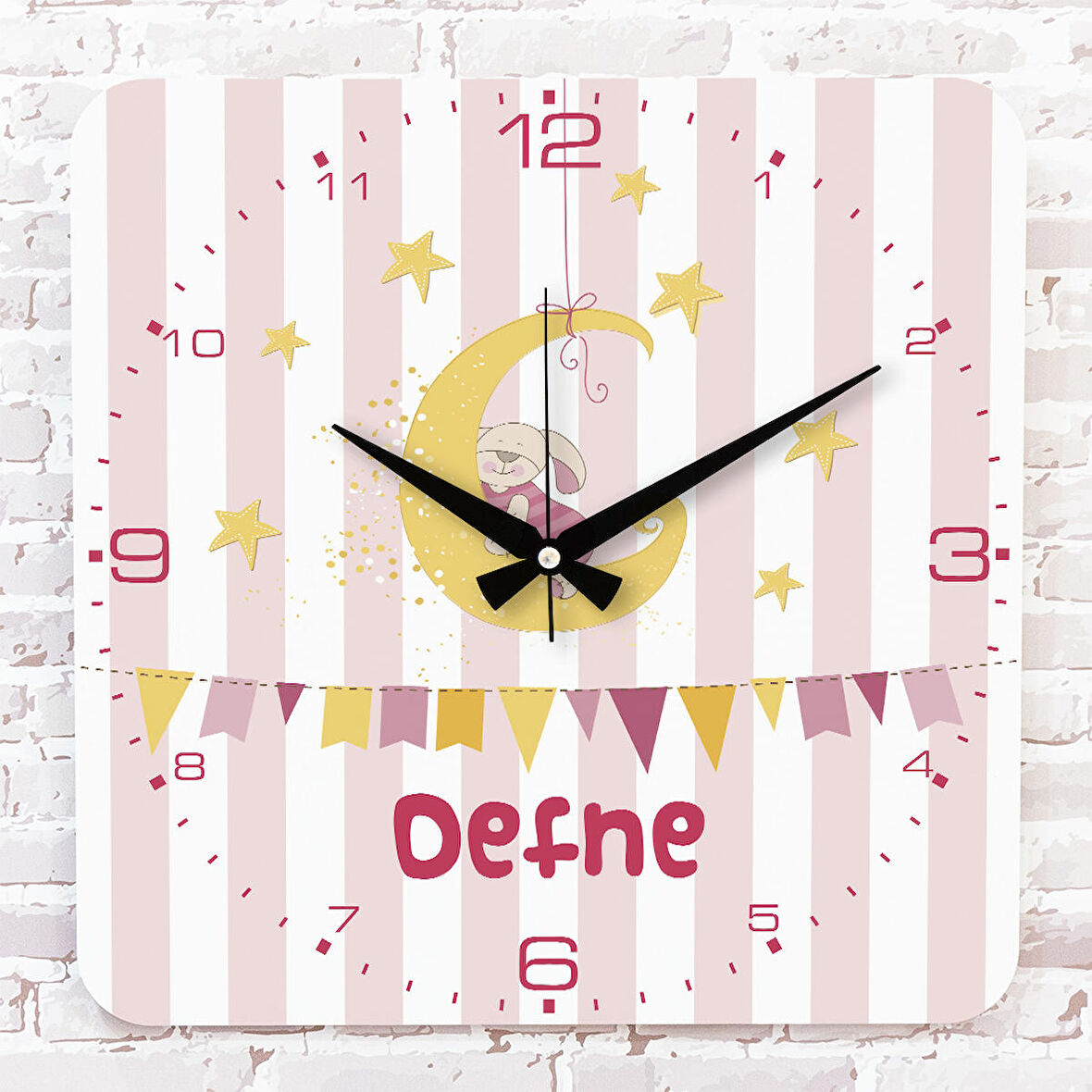 Kişiye Özel Çocuk Odası Hediyesi Ahşap Saat 33cm KA01-1891