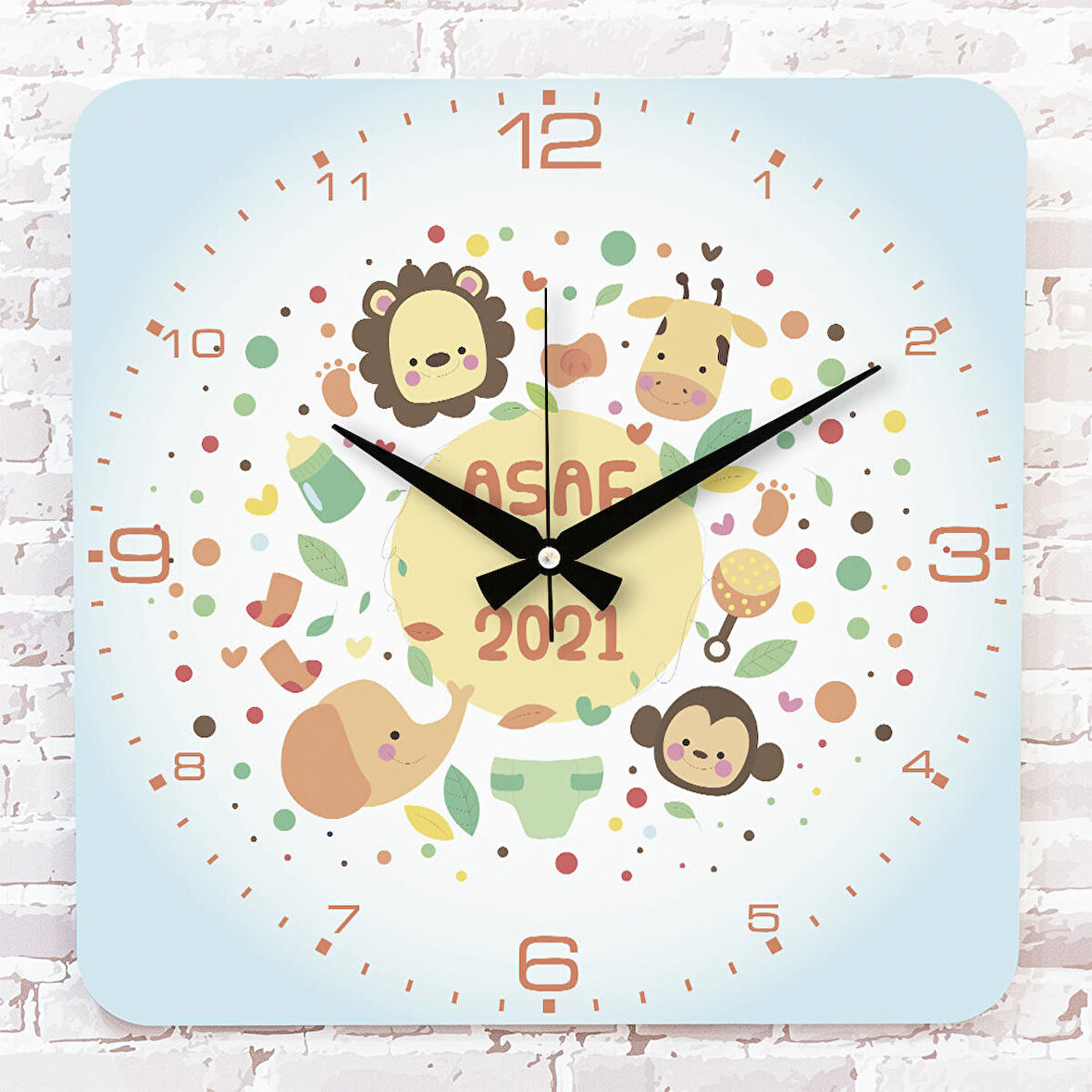 Kişiye Özel Çocuk Odası Hediyesi Ahşap Saat 33cm KA01-1903