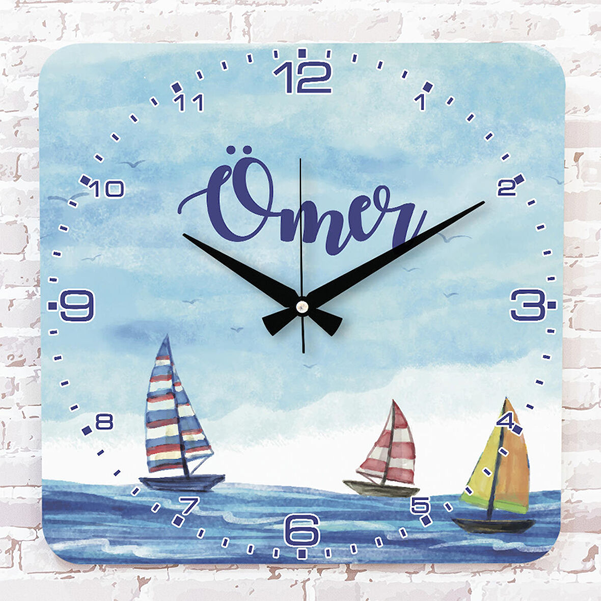 Kişiye Özel Çocuk Odası Hediyesi Ahşap Saat 33cm KA01-1904