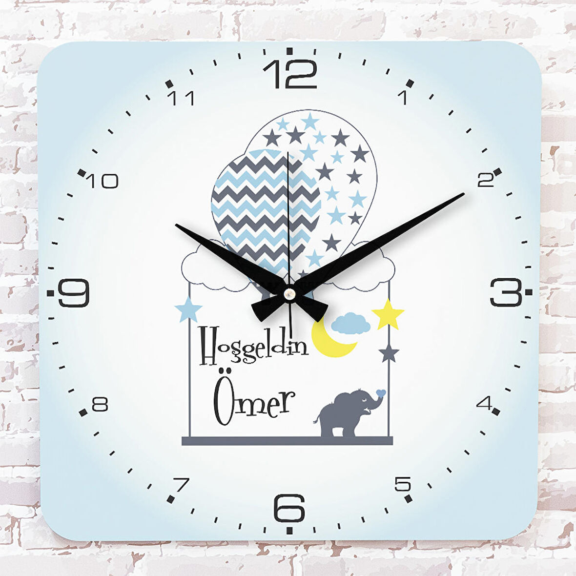 Kişiye Özel Çocuk Odası Hediyesi Ahşap Saat 33cm KA01-1908