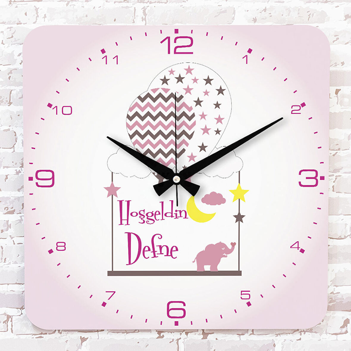 Kişiye Özel Çocuk Odası Hediyesi Ahşap Saat 33cm KA01-1909