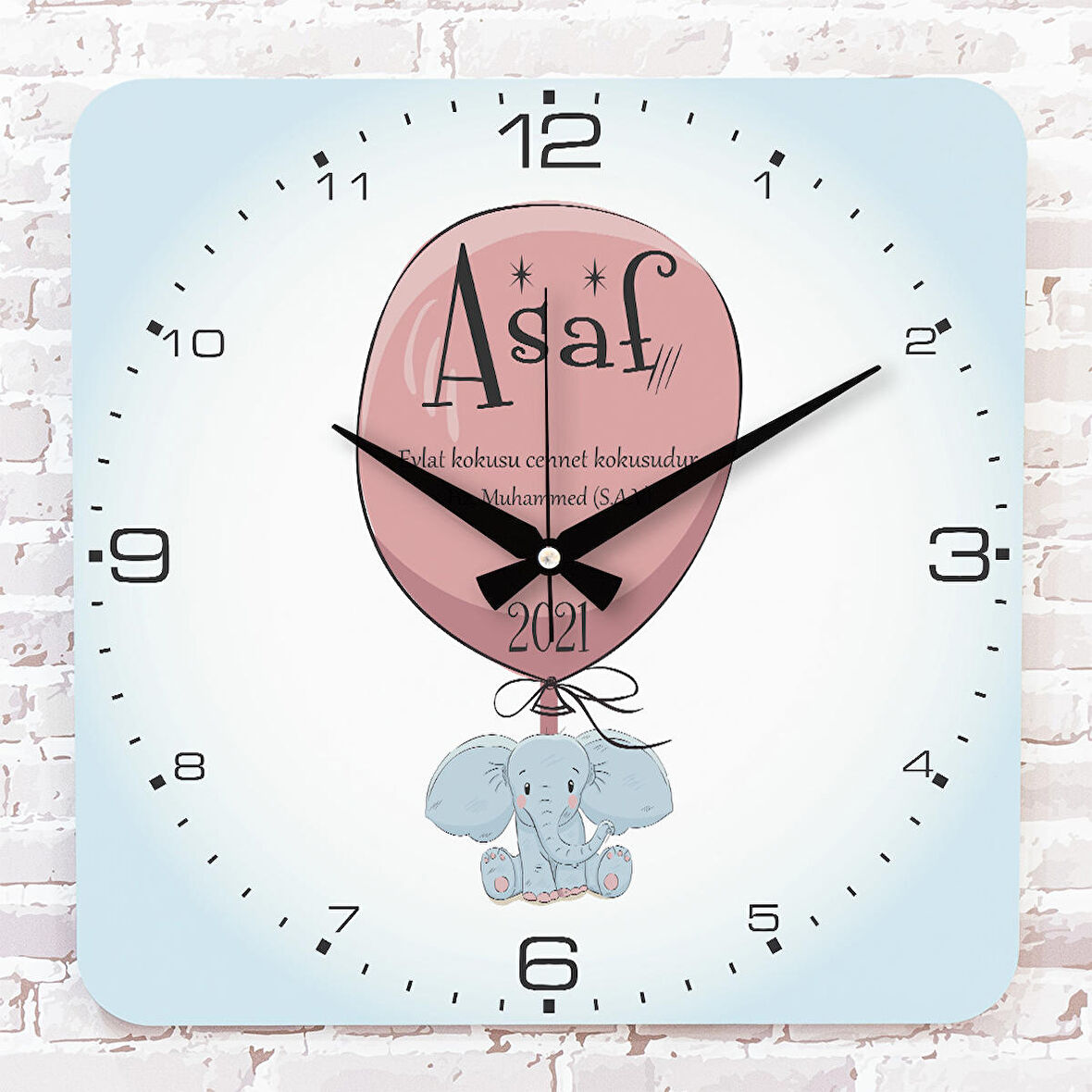 Kişiye Özel Çocuk Odası Hediyesi Ahşap Saat 33cm KA01-1910