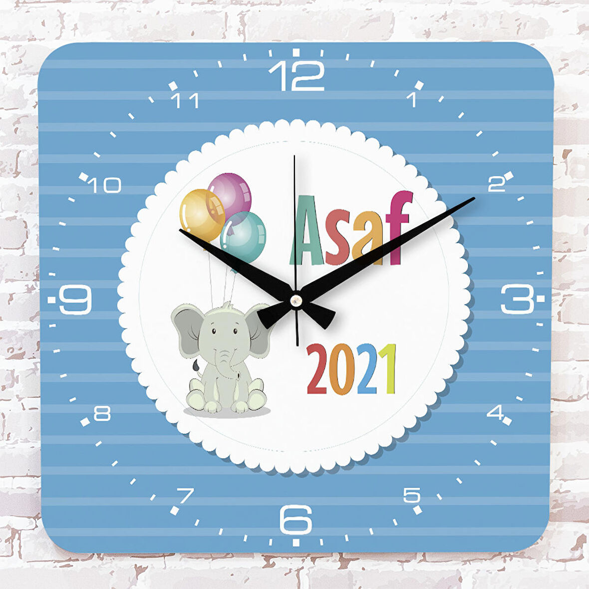 Kişiye Özel Çocuk Odası Hediyesi Ahşap Saat 33cm KA01-1911
