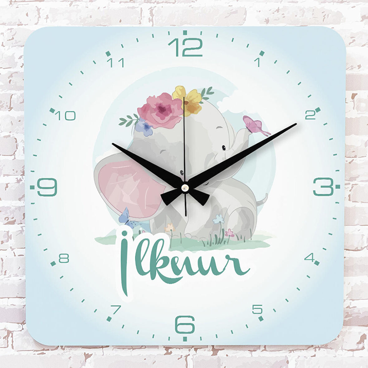 Kişiye Özel Çocuk Odası Hediyesi Ahşap Saat 33cm KA01-1916