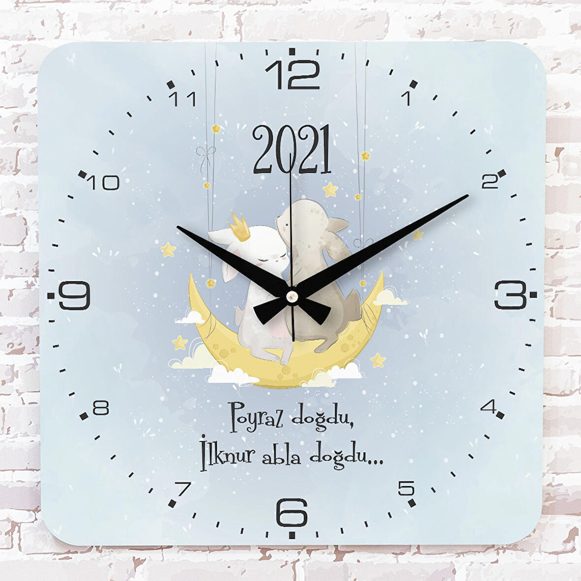 Kişiye Özel Çocuk Odası Hediyesi Ahşap Saat 33cm KA01-1919