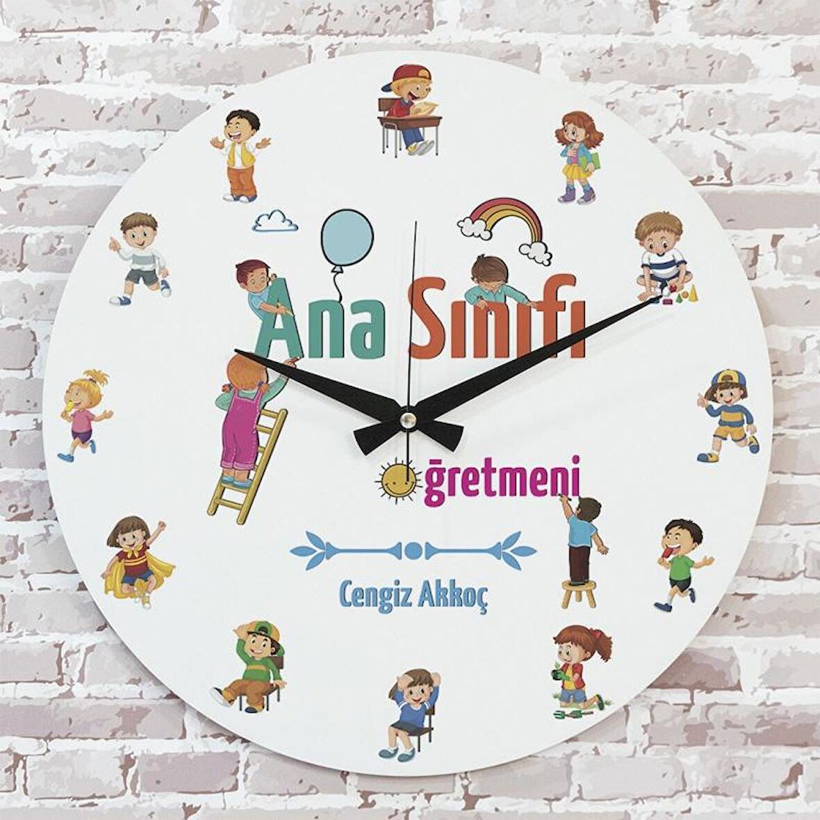 Ana Sınıfı Öğretmenine Hediye Ahşap Saat 33cm  KA02-1003