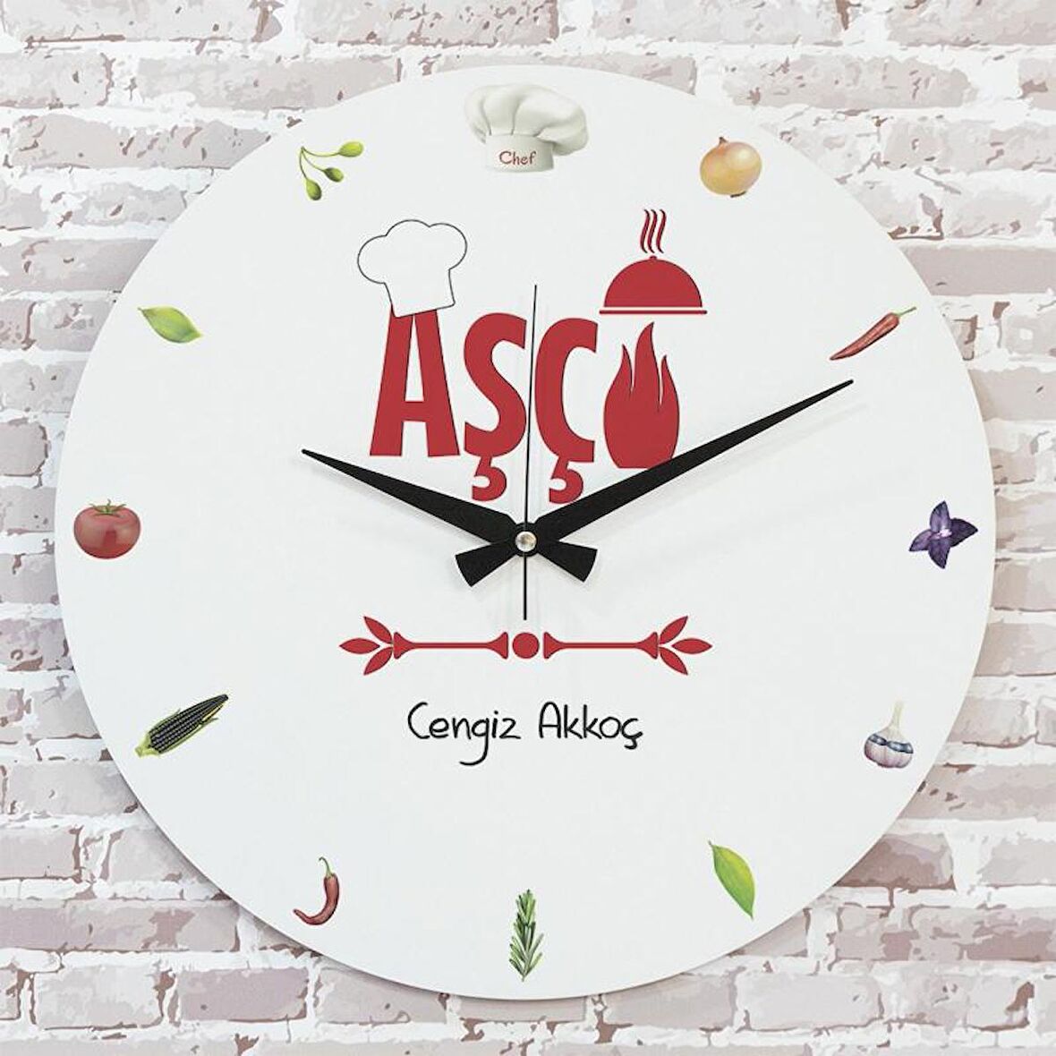 Aşçıya Hediye Ahşap Saat 33cm  KA02-1008