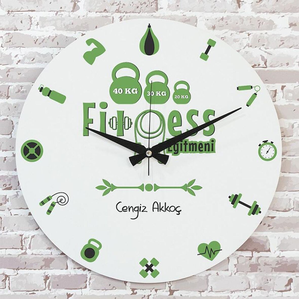 Fitness Eğitmenine Hediye Ahşap Saat 33cm  KA02-1009