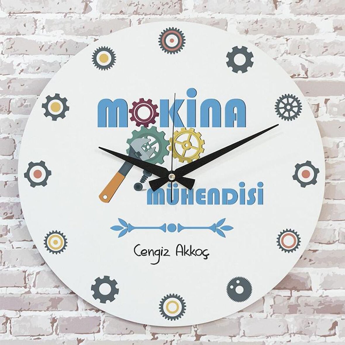 Makine Mühendisine Hediye Ahşap Saat 33Cm  Ka02-1011