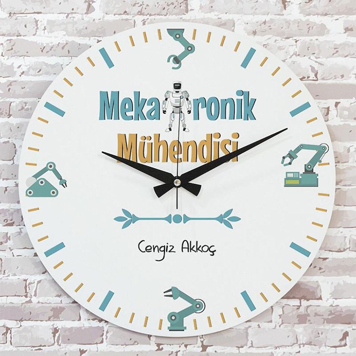 Mekatronik Mühendisine Hediye Ahşap Saat 33cm  KA02-1012