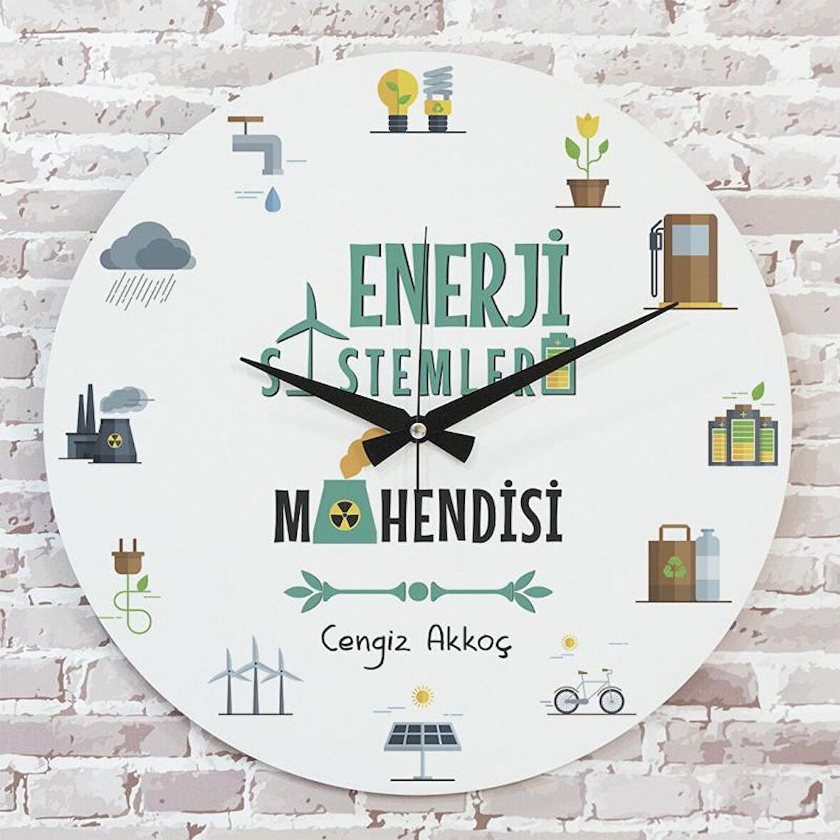 Enerji Sistemleri Mühendisine Hediye Ahşap Saat 33cm  KA02-1016