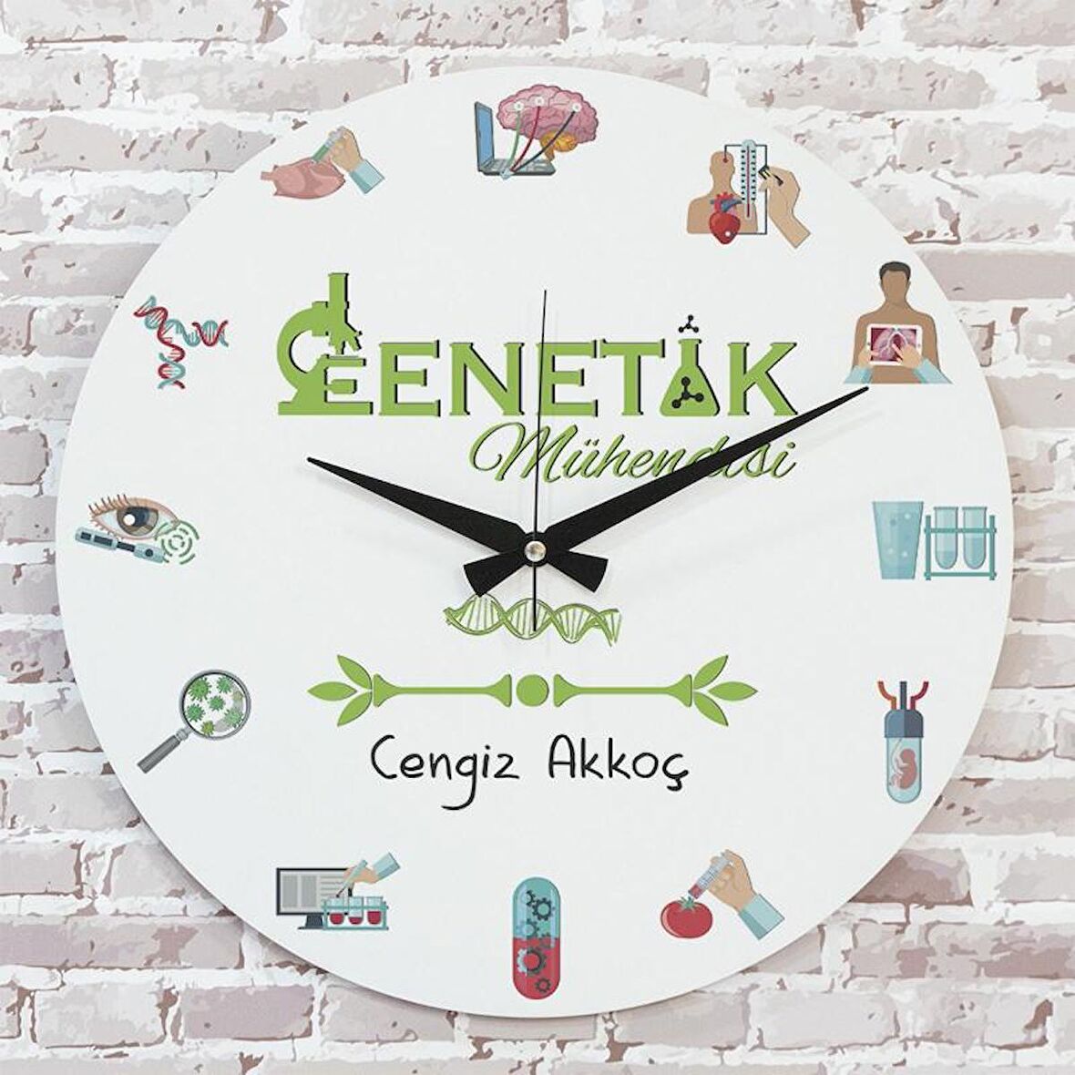 Genetik Mühendisine Hediye Ahşap Saat 33cm  KA02-1017