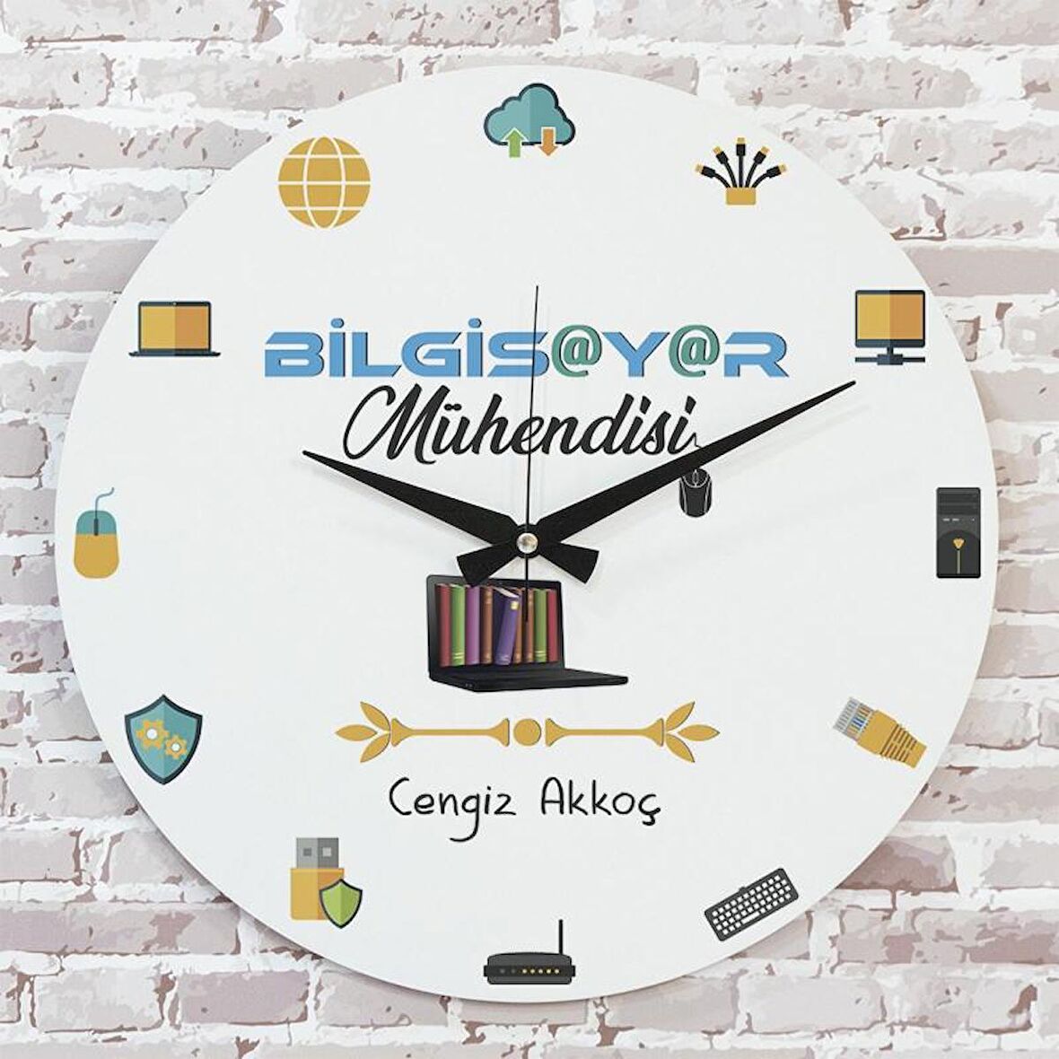 Bilgisayar Mühendisine Hediye Ahşap Saat 33cm  KA02-1019