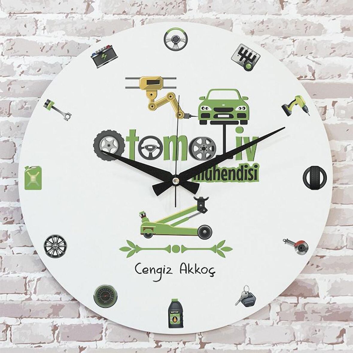 Otomotiv Mühendisine Hediye Ahşap Saat 33cm  KA02-1023