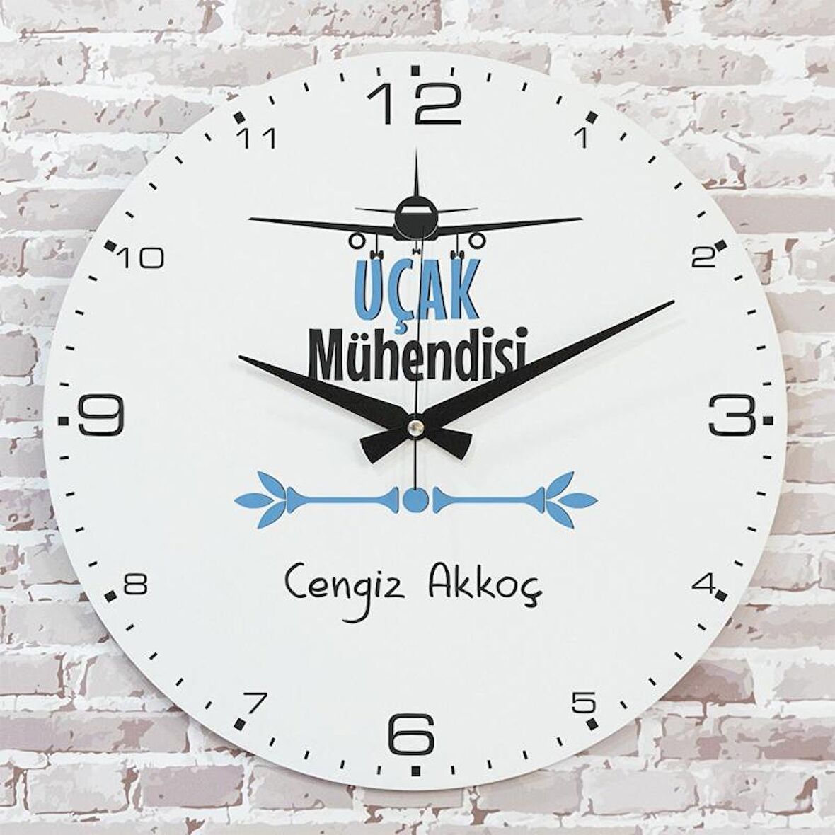 Uçak Mühendisine Hediye Ahşap Saat 33cm  KA02-1026