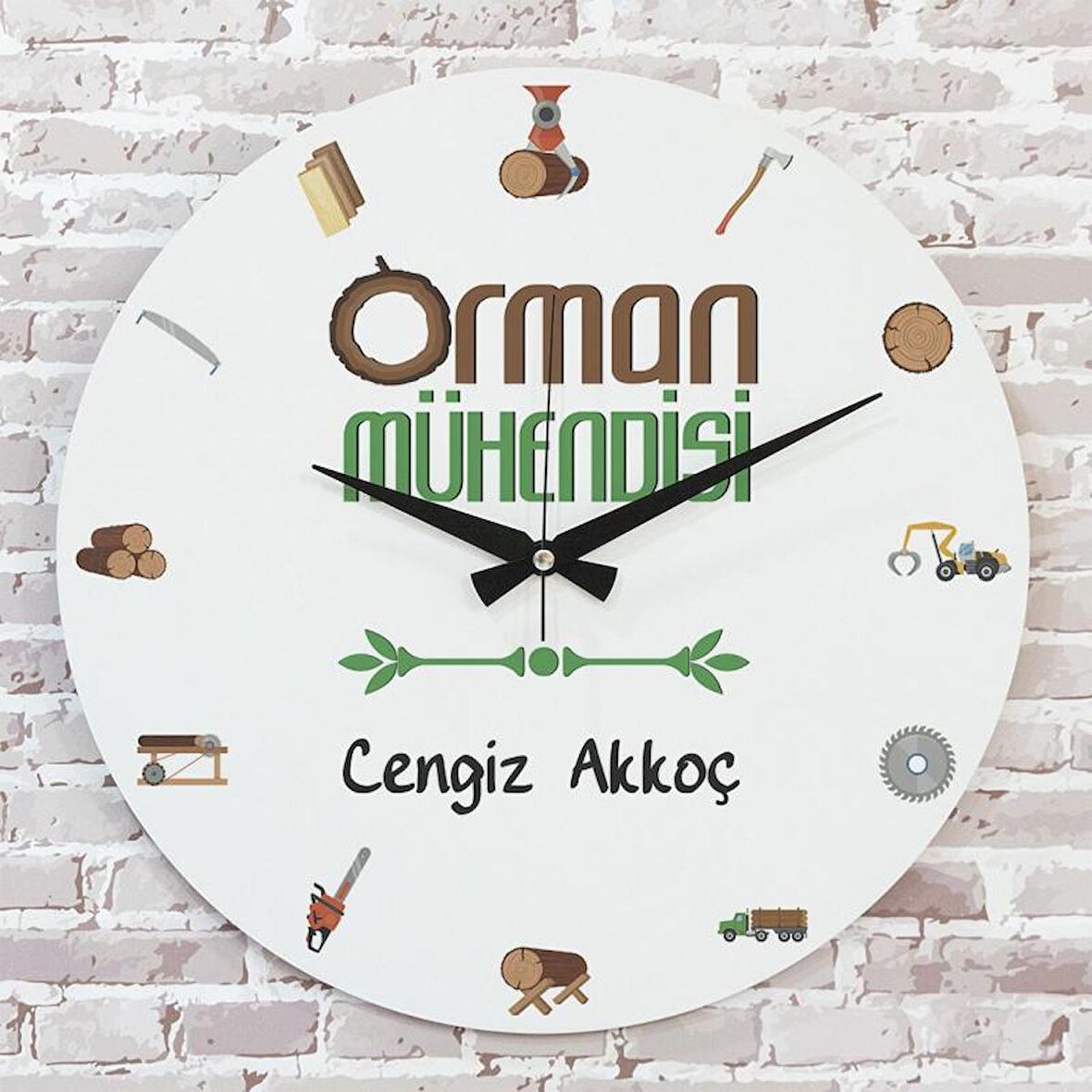 Orman Mühendisine Hediye Ahşap Saat 33cm  KA02-1029