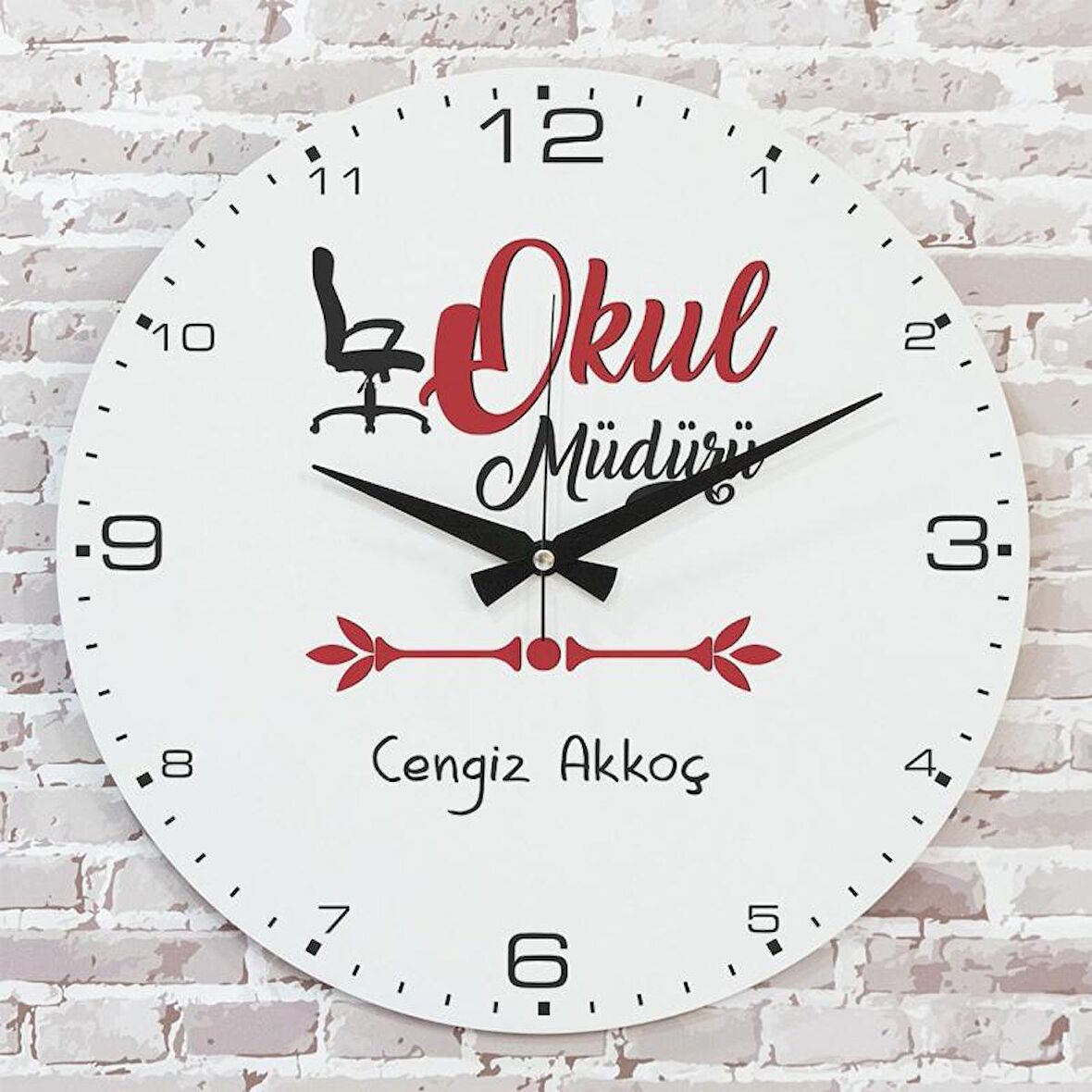 Okul Müdürüne Hediye Ahşap Saat 33cm  KA02-1031