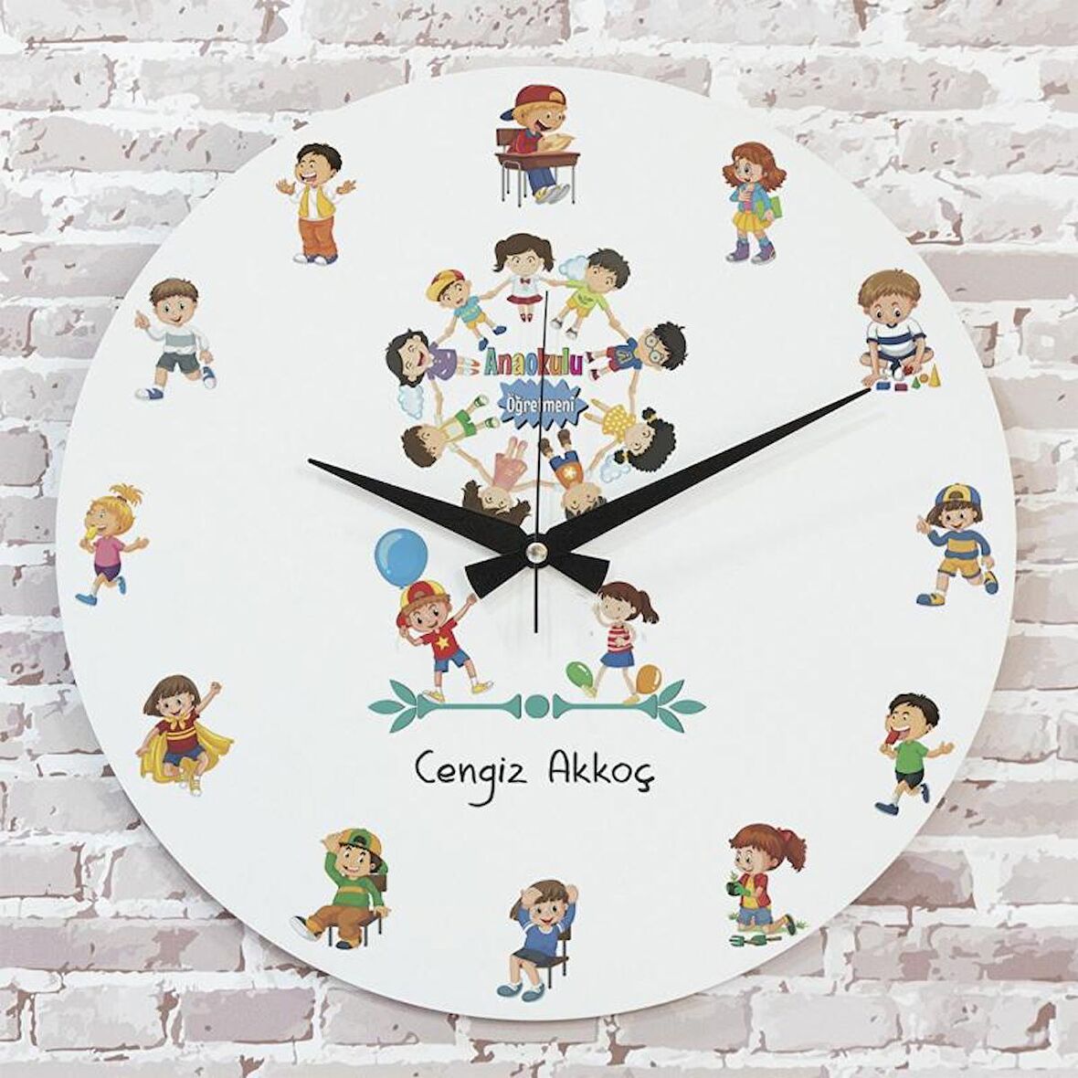 Ana Okulu Öğretmenine Hediye Ahşap Saat 33cm  KA02-1034