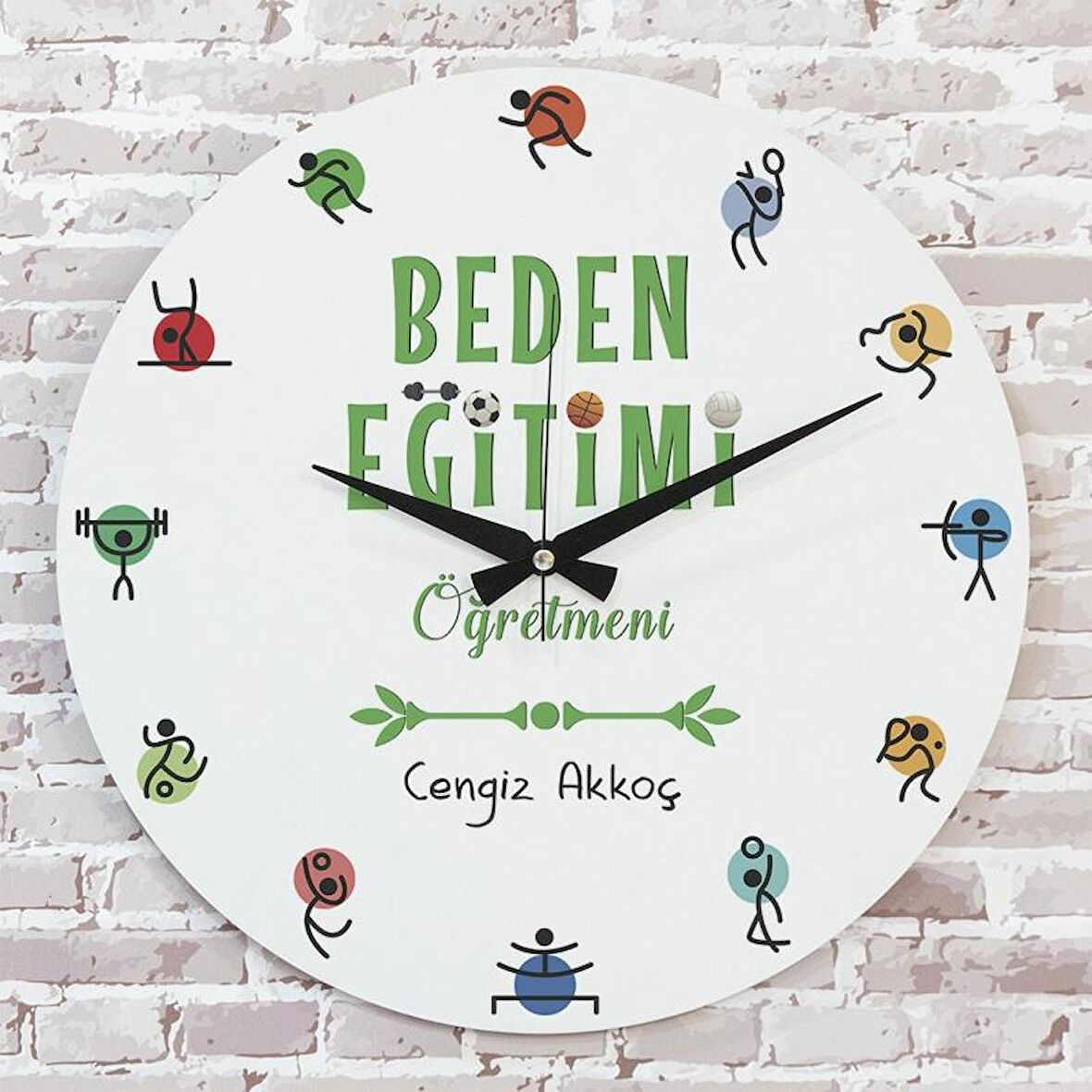 Beden Eğitimi Öğretmenine Hediye Ahşap Saat 33cm  KA02-1035