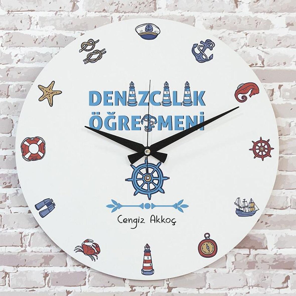 Denizcilik Öğretmenine Hediye Ahşap Saat 33cm  KA02-1037
