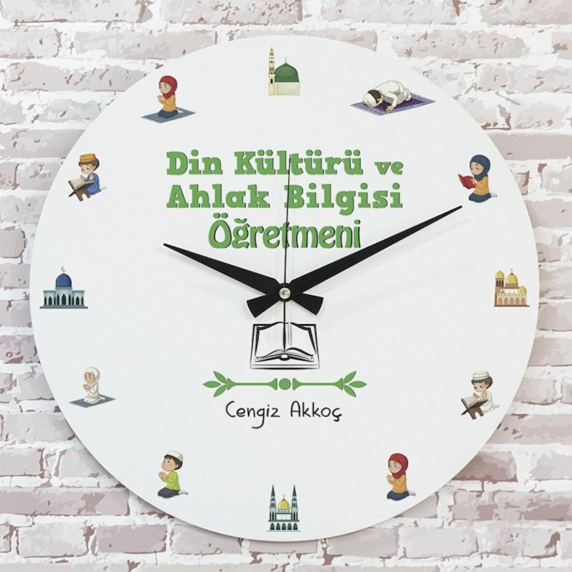 Din Kültürü Öğretmenine Hediye Ahşap Saat 33cm  KA02-1038