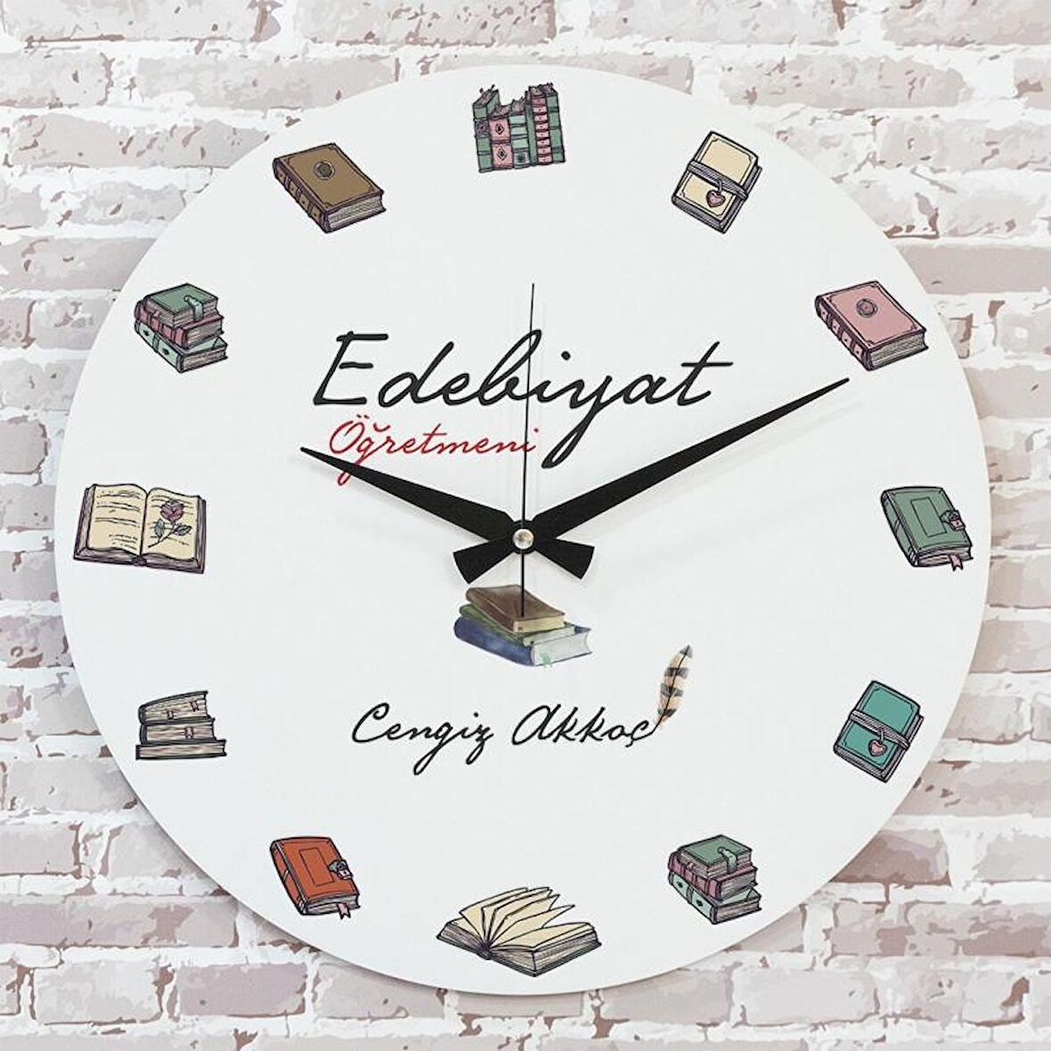 Edebiyat Öğretmenine Hediye Ahşap Saat 33cm  KA02-1039