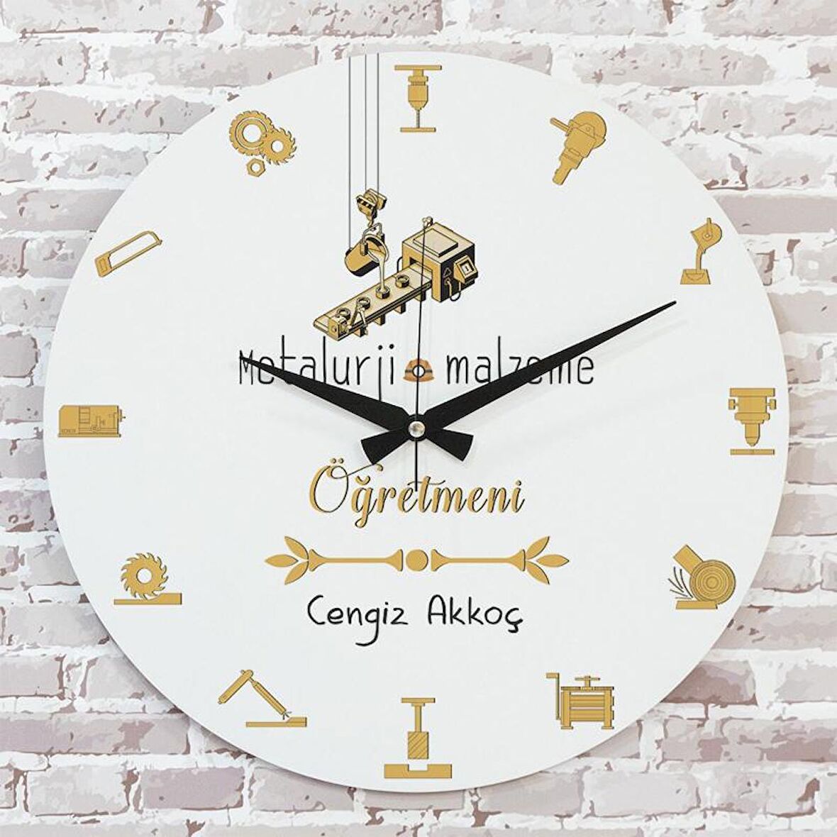 Metalurji ve Malzeme Öğretmenine Hediye Ahşap Saat 33cm  KA02-1051