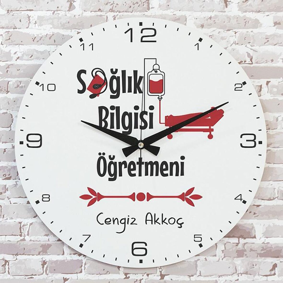 Sağlık Bilgisi Öğretmenine Hediye Ahşap Saat 33cm  KA02-1056
