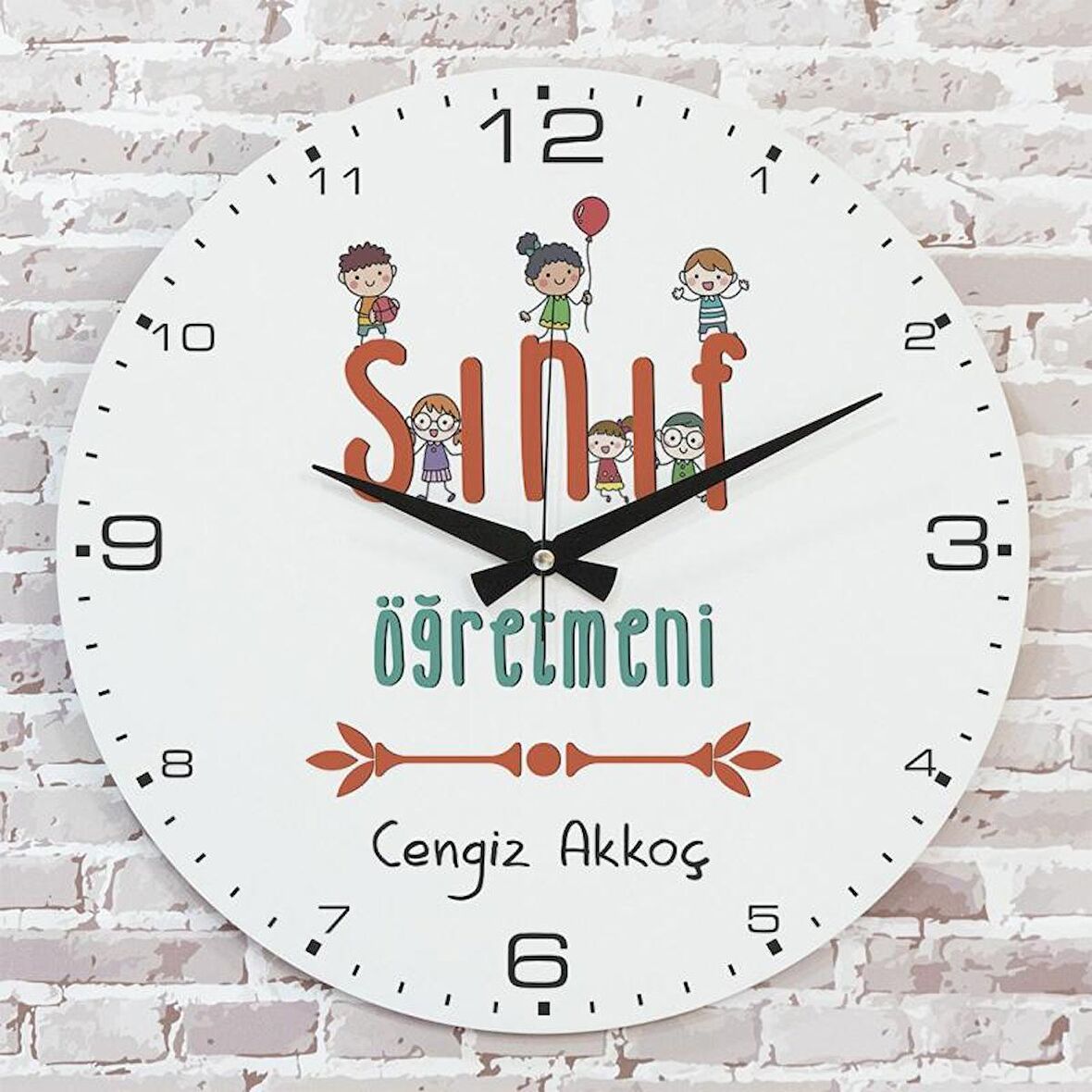 Sınıf Öğretmenine Hediye Ahşap Saat 33cm  KA02-1057
