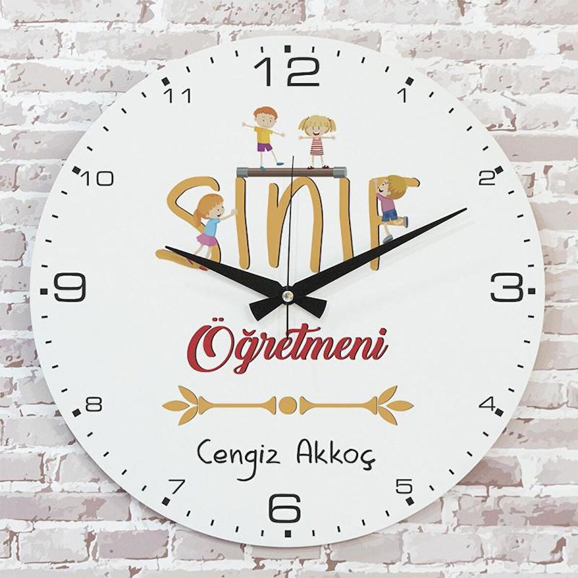 Sınıf Öğretmenine Hediye Ahşap Saat 33cm  KA02-1058