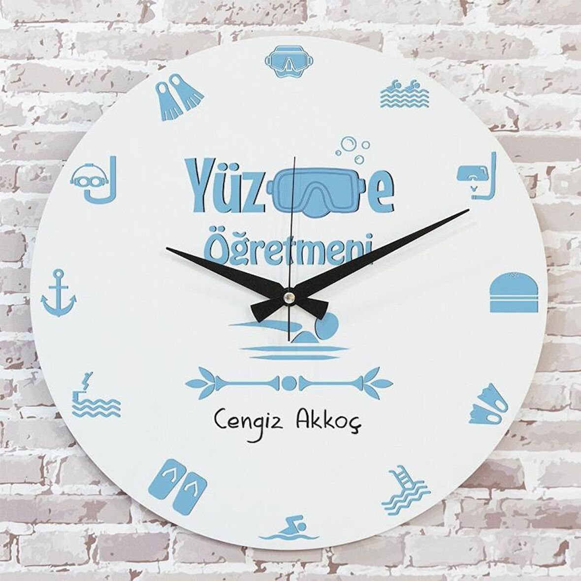 Yüzme Öğretmenine Hediye Ahşap Saat 33cm  KA02-1064