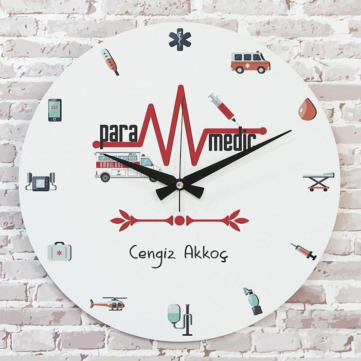 Paramedic Hediye Ahşap Saat 33cm  KA02-1067
