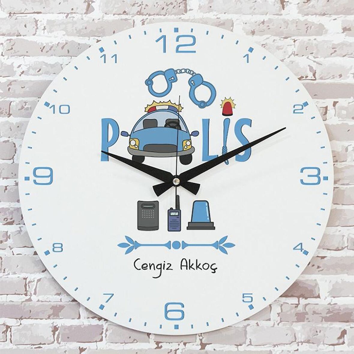 Polise Hediye Ahşap Saat 33cm  KA02-1072