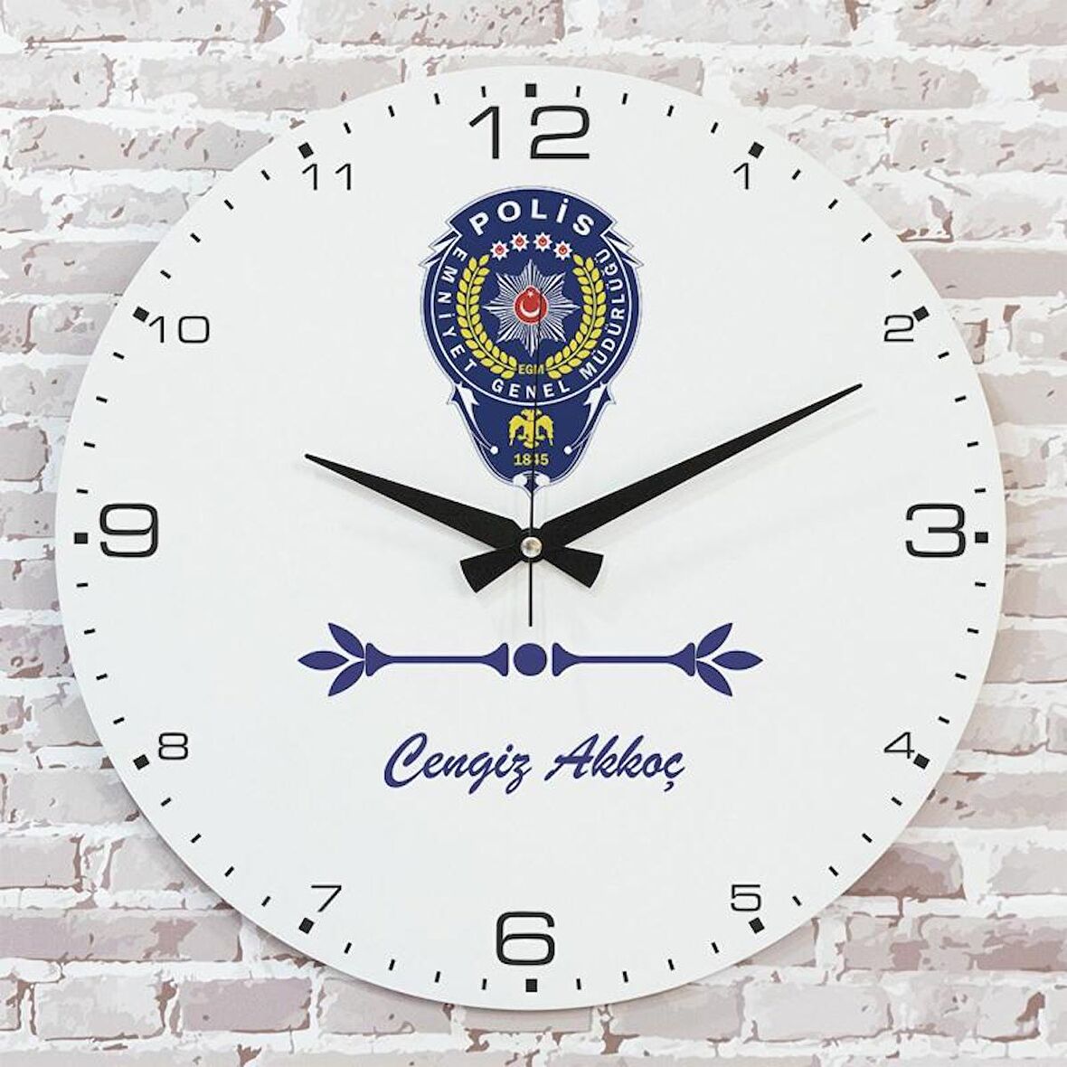Polise Hediye Ahşap Saat 33cm  KA02-1073