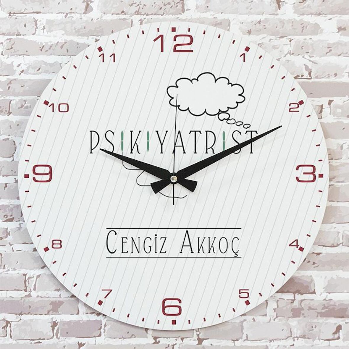 Psikiyatriste Hediye Ahşap Saat 33cm  KA02-1075