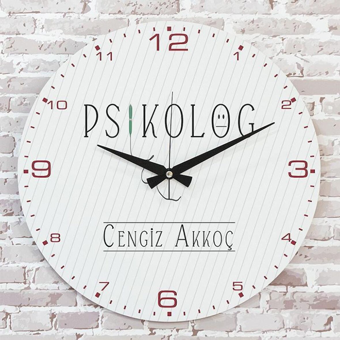 Psikoloğa Hediye Ahşap Saat 33cm  KA02-1076