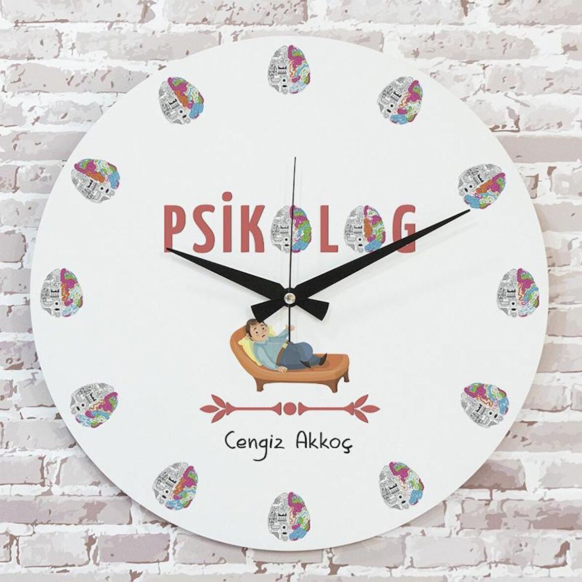 Psikoloğa Hediye Ahşap Saat 33cm  KA02-1077