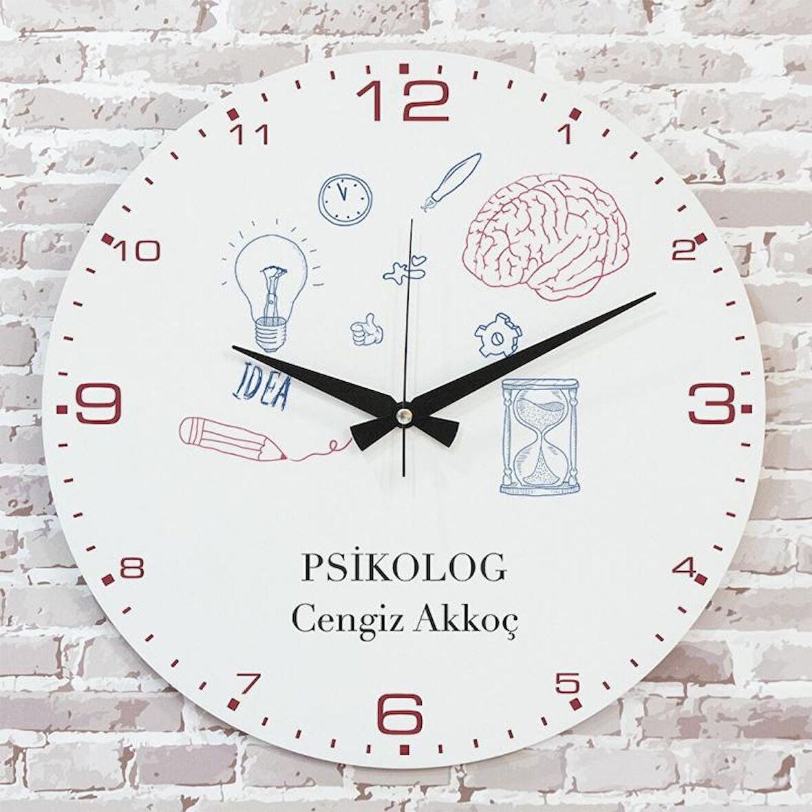 Psikoloğa Hediye Ahşap Saat 33cm  KA02-1078