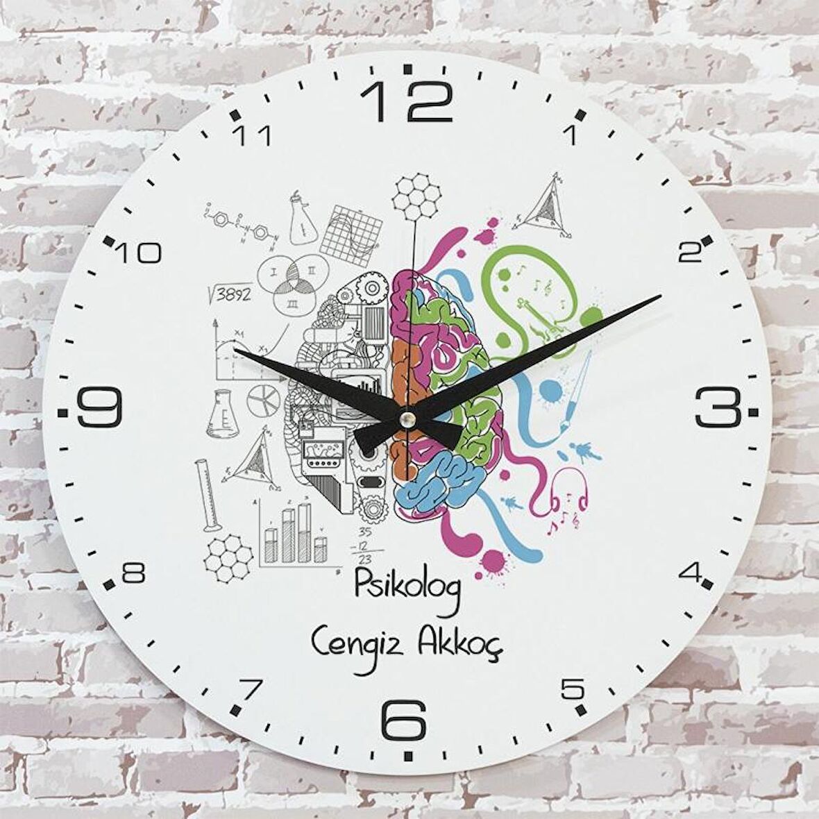 Psikoloğa Hediye Ahşap Saat 33cm  KA02-1079