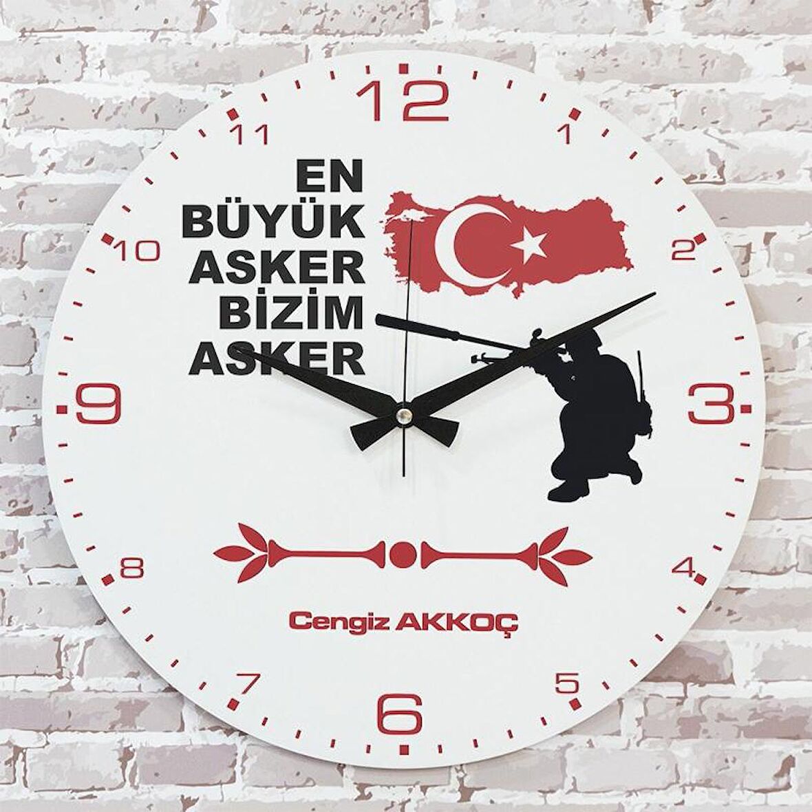 Askere Hediye Ahşap Saat 33cm  KA02-1092