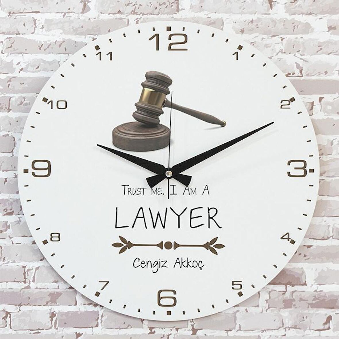 Avukata Hediye Ahşap Saat 33cm  KA02-1096