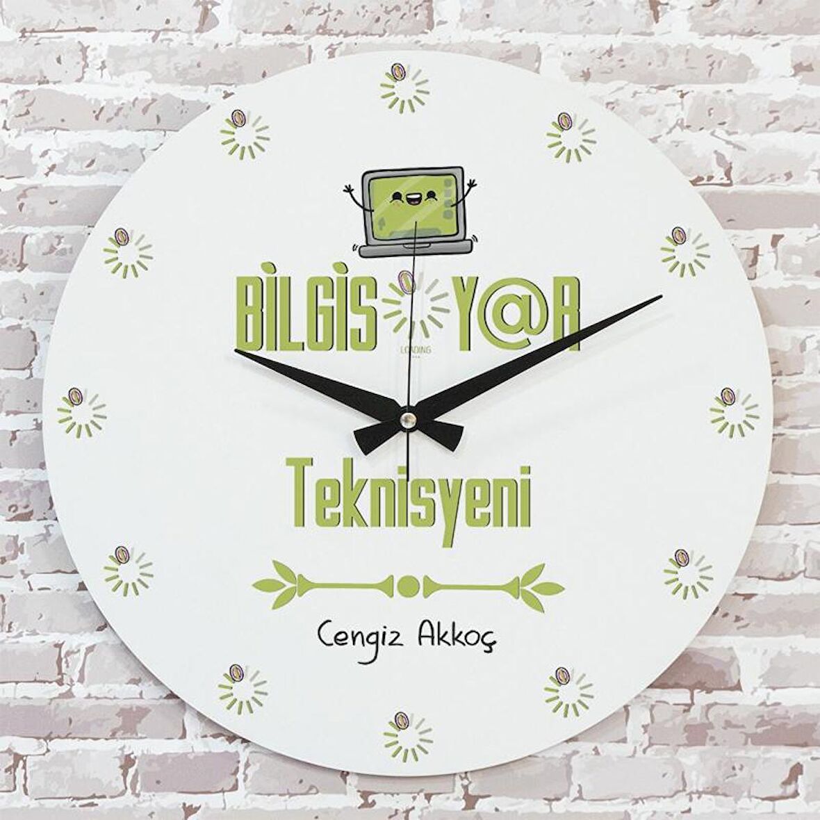 Bilgisayar Teknisyenine Hediye Ahşap Saat 33cm  KA02-1104