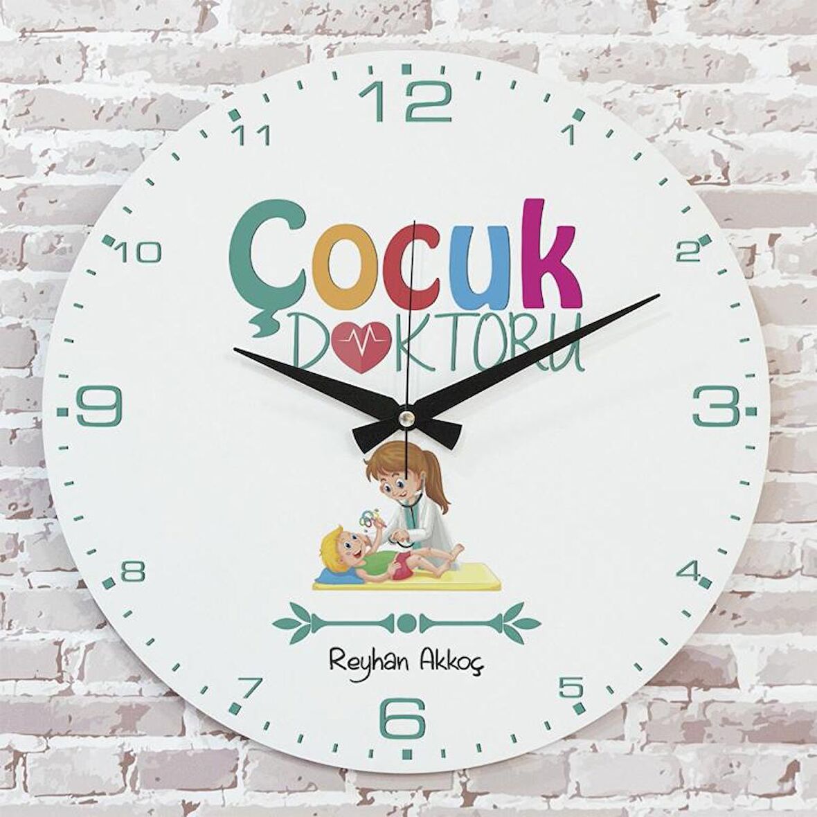 Çocuk Doktoruna Hediye Ahşap Saat 33cm  KA02-1115