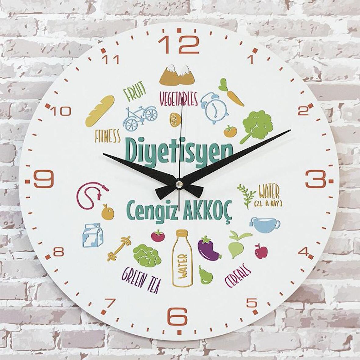 Diyetisyene Hediye Ahşap Saat 33cm  KA02-1120